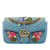 Gucci Medium GG Marmont Matelasse Denim Floral Embroidered Shoulder Bag Secondhand