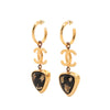 Chanel CC Gold Plated Resin Hoop Drop Pendant Earrings Secondhand
