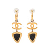 Chanel CC Gold Plated Resin Hoop Drop Pendant Earrings Secondhand