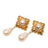 Chanel CC Gold Plated  Faux Pearl Drop Clip On Earrings Secondhand
