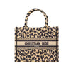 Dior Mizza Small Embroidered Canvas Leopard Book Tote Secondhand