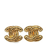 Secondhand Chanel Gold Plated CC Quilted Clip On Earrings