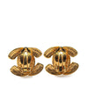 Secondhand Chanel Gold Plated CC Quilted Clip On Earrings