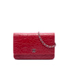 Chanel CC Embossed Lambskin Camellia Wallet On Chain Secondhand