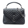 Saint Laurent Medium Chevron Sheepskin Monogram College Satchel Secondhand
