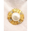 Chanel CC Gold Plated Faux Pearl and Strass Round Clip On Earrings Secondhand