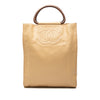 Chanel CC Caviar Wood Top Handle Tote Bag Secondhand