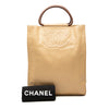 Chanel CC Caviar Wood Top Handle Tote Bag Secondhand