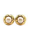 Chanel Gold Plated Faux Pearl Round Clip on Earrings Secondhand