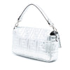 Secondhand Fendi Medium Metallic Leather Embossed FF Baguette Satchel