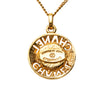 Chanel Gold Plated Faux Pearl Logo Round Pendant Necklace Secondhand