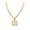 Chanel Gold Plated CC Tornado Pendant Necklace Secondhand