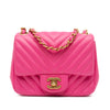 Chanel Mini Square Classic Chevron Lambskin Single Flap Secondhand