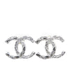 Chanel Silver Plated CC Push Back Earrings Secondhand