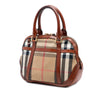 Burberry Small Leather Trimmed House Check Canvas Bridle Orchard Satchel Secondhand