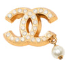 Chanel CC Gold Plated Strass and Faux Pearl Drop Brooch Secondhand