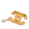 Chanel CC Gold Plated Strass and Faux Pearl Drop Brooch Secondhand