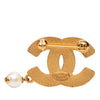 Chanel CC Gold Plated Strass and Faux Pearl Drop Brooch Secondhand