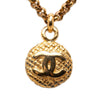 Secondhand Chanel CC Gold Plated Woven Round Pendant Necklace