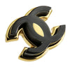 Chanel Gold Plated Enamel CC Push Back Earrings Secondhand