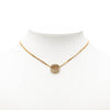 Dior Gold Plated Rhinestone Logo Pendant Necklace Secondhand