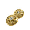 Secondhand Chanel CC Gold Plated Crystal Round Clip On Earrings