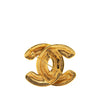 Chanel Gold Plated CC Quilted Brooch Secondhand