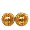 Chanel CC Gold Plated Rue Cambon Round Clip on Earrings Secondhand