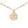 Chanel CC Gold Plated Strass Round Pendant Necklace Secondhand