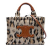 Celine Small Leopard Print Felt Cuir Triomphe Cabas Thais Satchel Secondhand