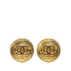 Chanel Gold Plated CC Round Clip on Earrings Secondhand
