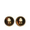 Chanel Gold Plated CC Round Clip on Earrings Secondhand