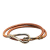 Hermès Palladium Plated and Leather Jumbo Hook Double Tour Bracelet Secondhand