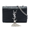 Saint Laurent Small Croc Embossed Leather Monogram Kate Tassel Crossbody Secondhand