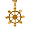 Chanel Gold Plated CC Ship Wheel Pendant Necklace Secondhand