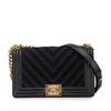 Secondhand Chanel Old Medium Braided Chevron Cotton and Lambskin Boy Flap