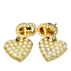 Dior Gold Plated Faux Pearl CD Logo Heart Drop Bullet Back Earrings Secondhand