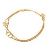 Dior Gold Plated and Strass Petit CD Logo Heart Charm Double Chain Bracelet Secondhand
