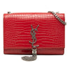 Saint Laurent Small Croc Embossed Leather Monogram Kate Tassel Crossbody Secondhand