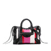 Balenciaga Small Lambskin Motocross Striped Classic City Satchel Secondhand