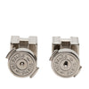 Hermès Palladium Plated and Enamel Cage D H Push Back Earrings Secondhand