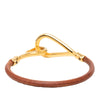 Hermès Gold Plated and Leather Jumbo Hook Bracelet Secondhand