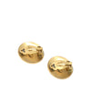 Chanel CC Gold Plated and Enamel Round Clip On Earrings Secondhand