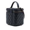 Secondhand Chanel CC Quilted Caviar Top Handle Vanity Case with Chain