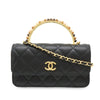 Chanel CC Quilted Lambskin Wooden Beads Top Handle Wallet On Chain Secondhand