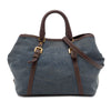 Prada Vitello Daino Trimmed Canvas Canapa Logo Satchel Secondhand