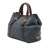 Prada Vitello Daino Trimmed Canvas Canapa Logo Satchel Secondhand
