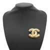 Chanel Gold Plated CC Quilted Brooch Secondhand
