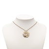 Chanel Gold Plated Faux Pearl and Rhinestone Logo Pendant Necklace Secondhand