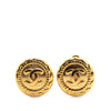 Chanel Gold Plated CC Round Clip On Earrings Secondhand